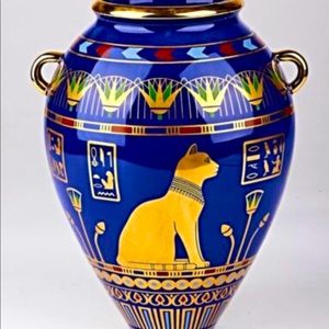 Porcelain Vase w. 24K Gold The Golden Vase Of Bast By Roushdy Garas 1987